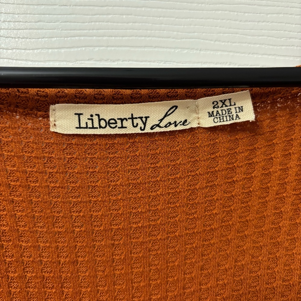 Liberty Love Rust Orange Open Front Cardigan Plus Size 2XL - Picture 5 of 7